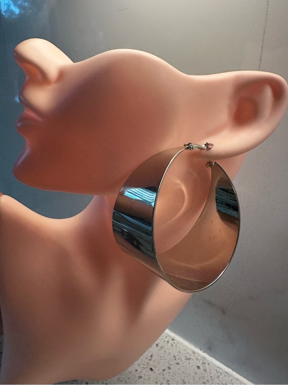 Silver Wide Hoop Earrings - Sleek Statement Hoops